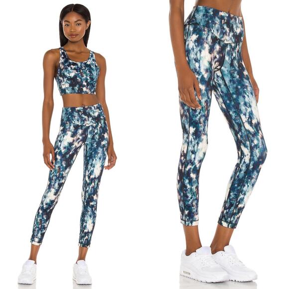 L'urv Solar System 7/8 Legging Size Small Blue White Abstract High Waist Workout - Picture 1 of 16
